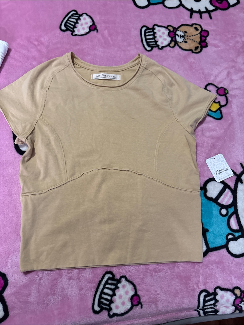 Free People Short Sleeve Crewneck Tee in Beige